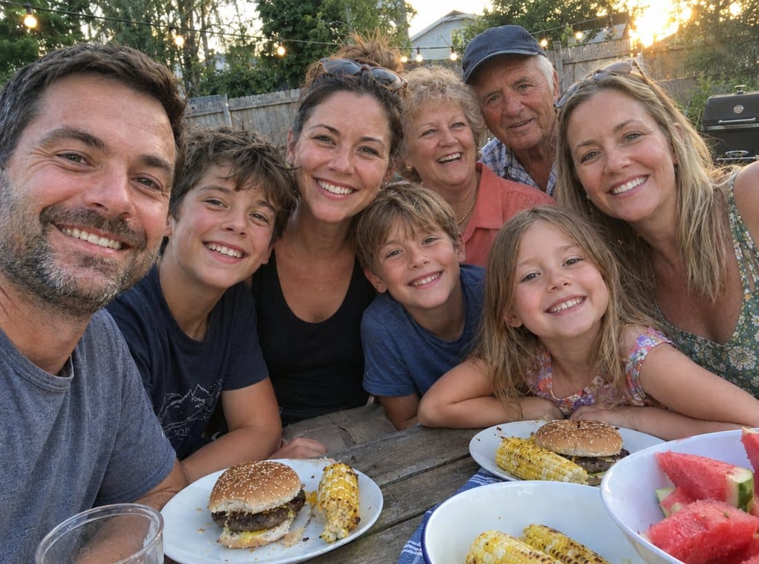 Both grandparents added to the family at the barbecue table